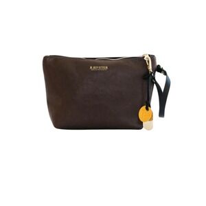 R. Riveter Naomi Zipper Clutch Tan Leather Wristlet Pouch American Made